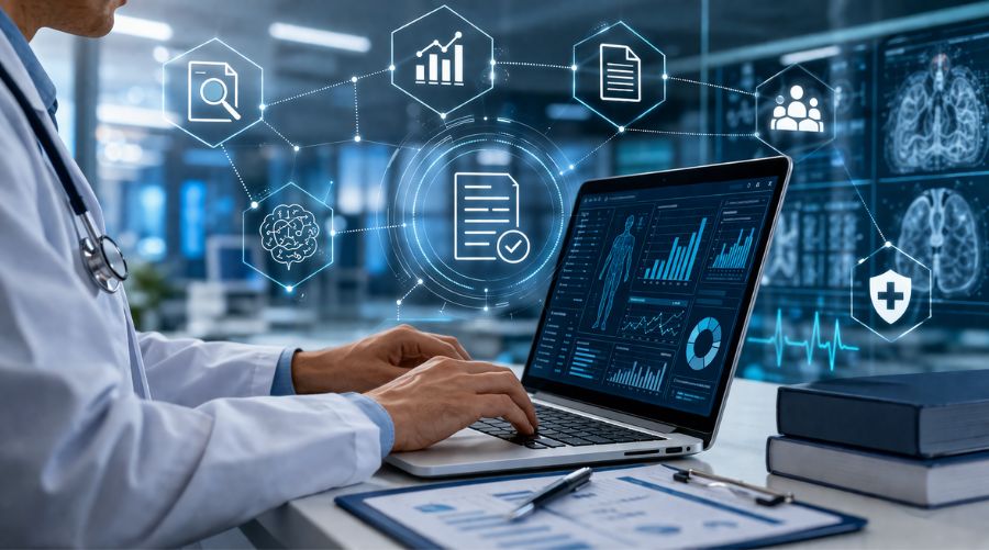 Arquitectura de Open Evidence en plataformas de análisis en salud